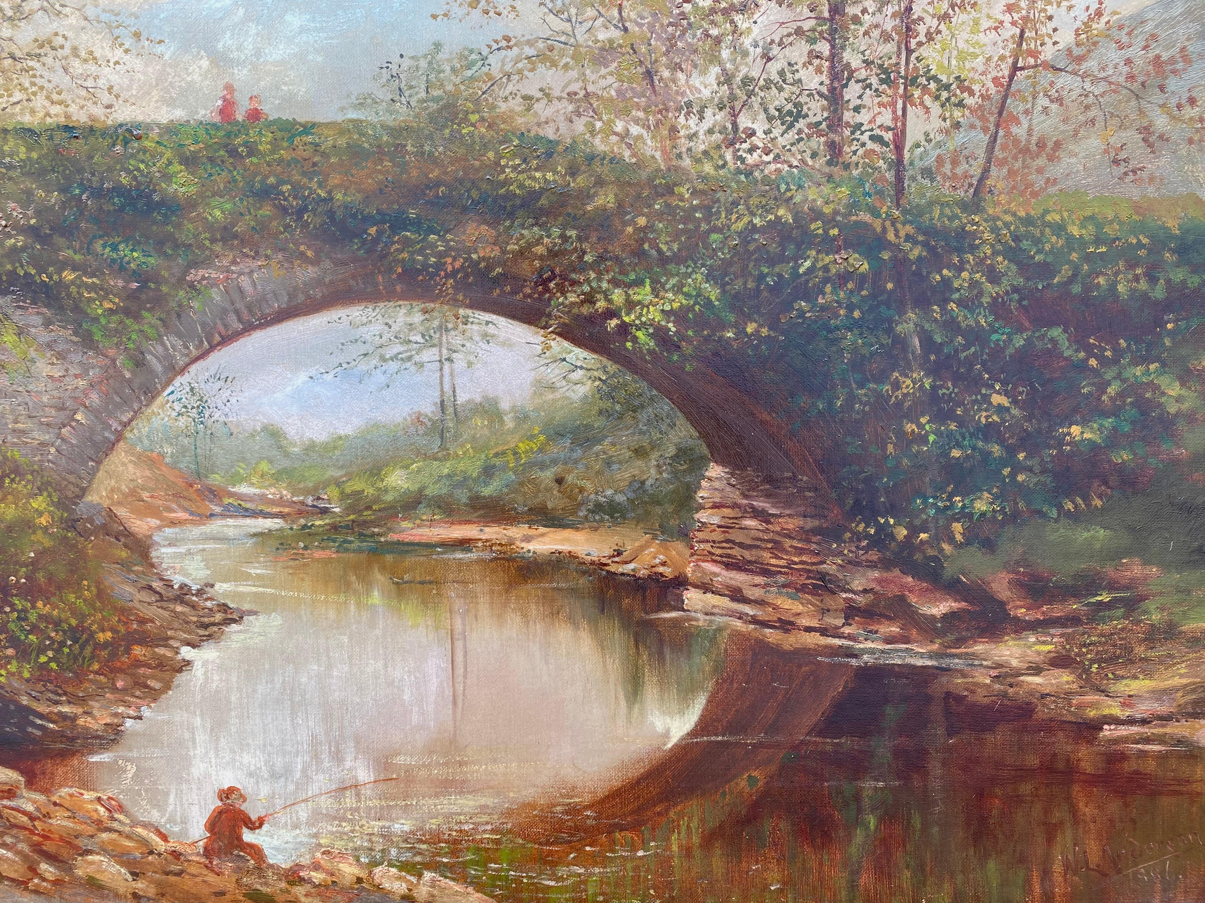 “The Old Bridge” - Victorian Painting by William Livingstone Anderson