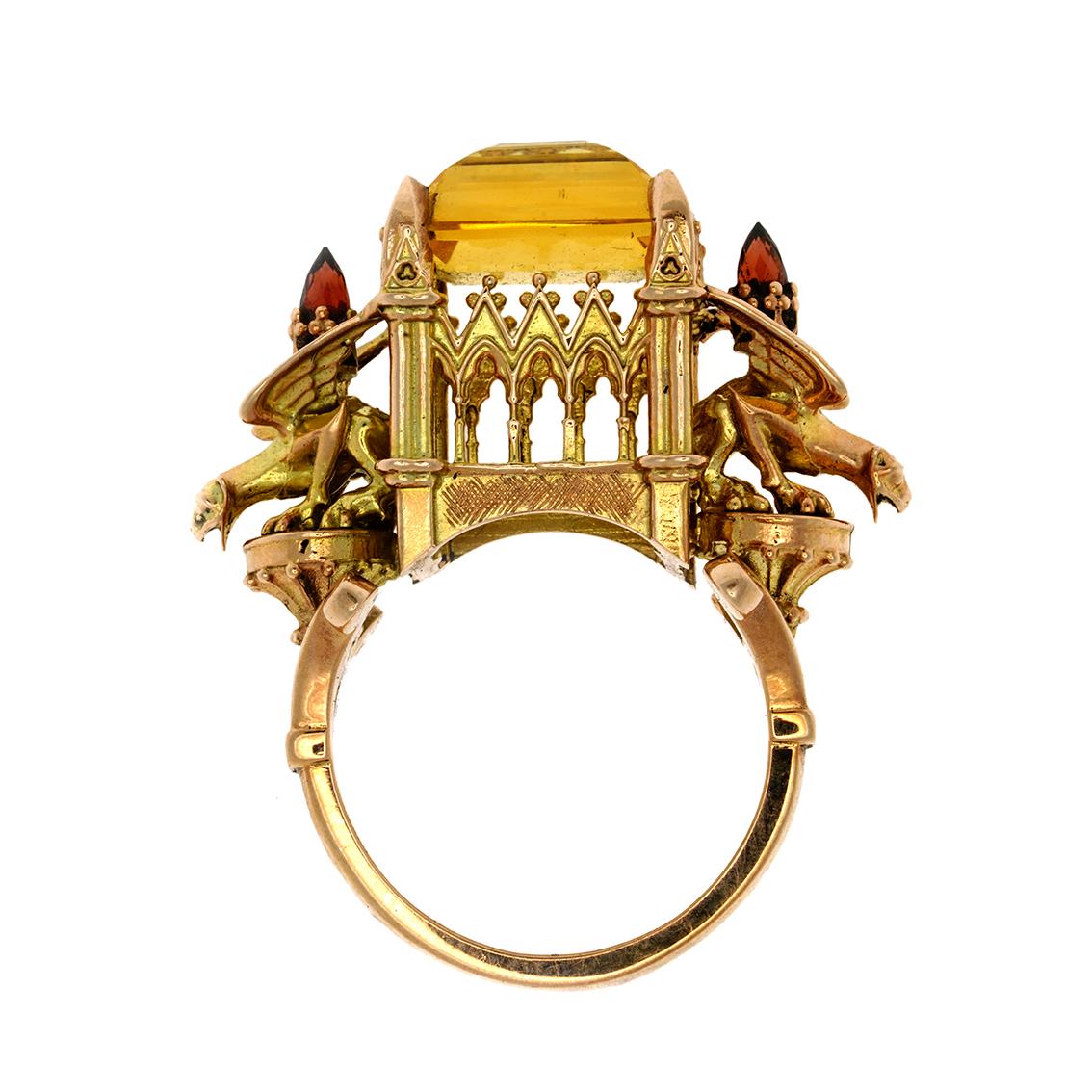 William Llewellyn Griffiths 9 Karat Gold Citrin Euphoric Triumph Kathedrale Ring 1