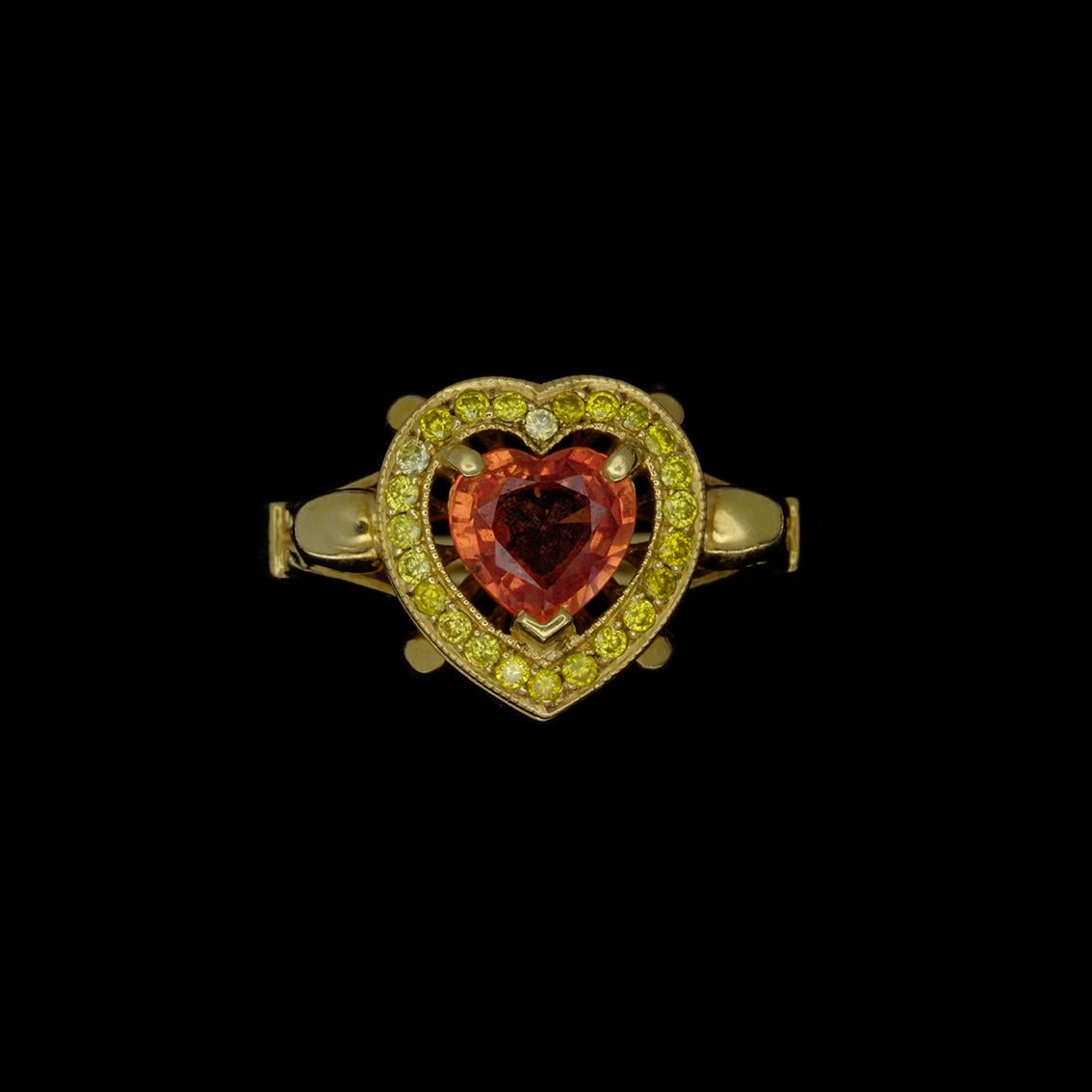 Women's William Llewellyn Griffiths Peach Sapphire and Yellow Diamond Lavish Amour Ring