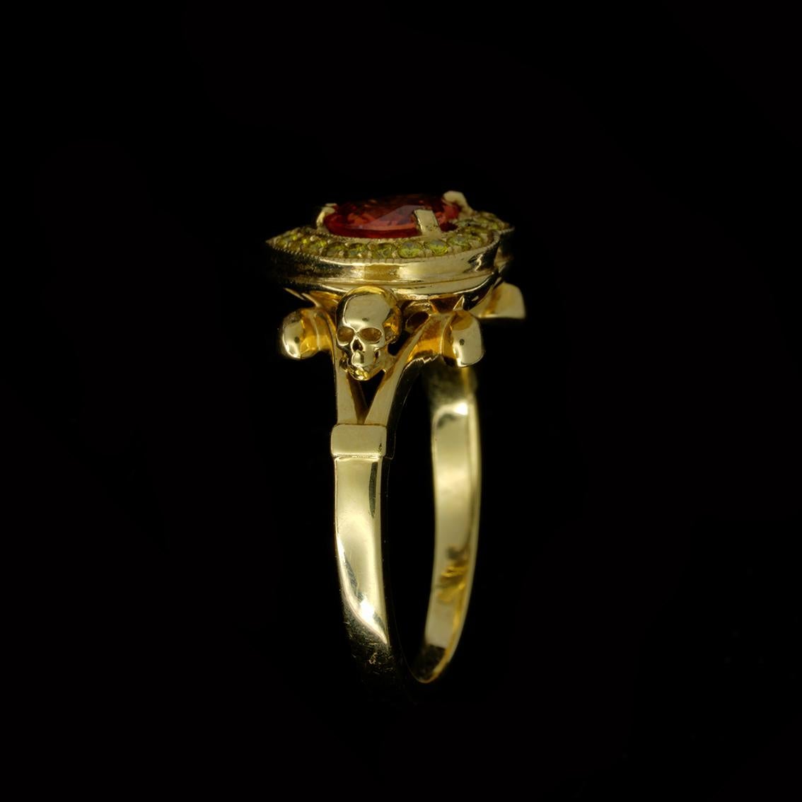 William Llewellyn Griffiths Peach Sapphire and Yellow Diamond Lavish Amour Ring 1