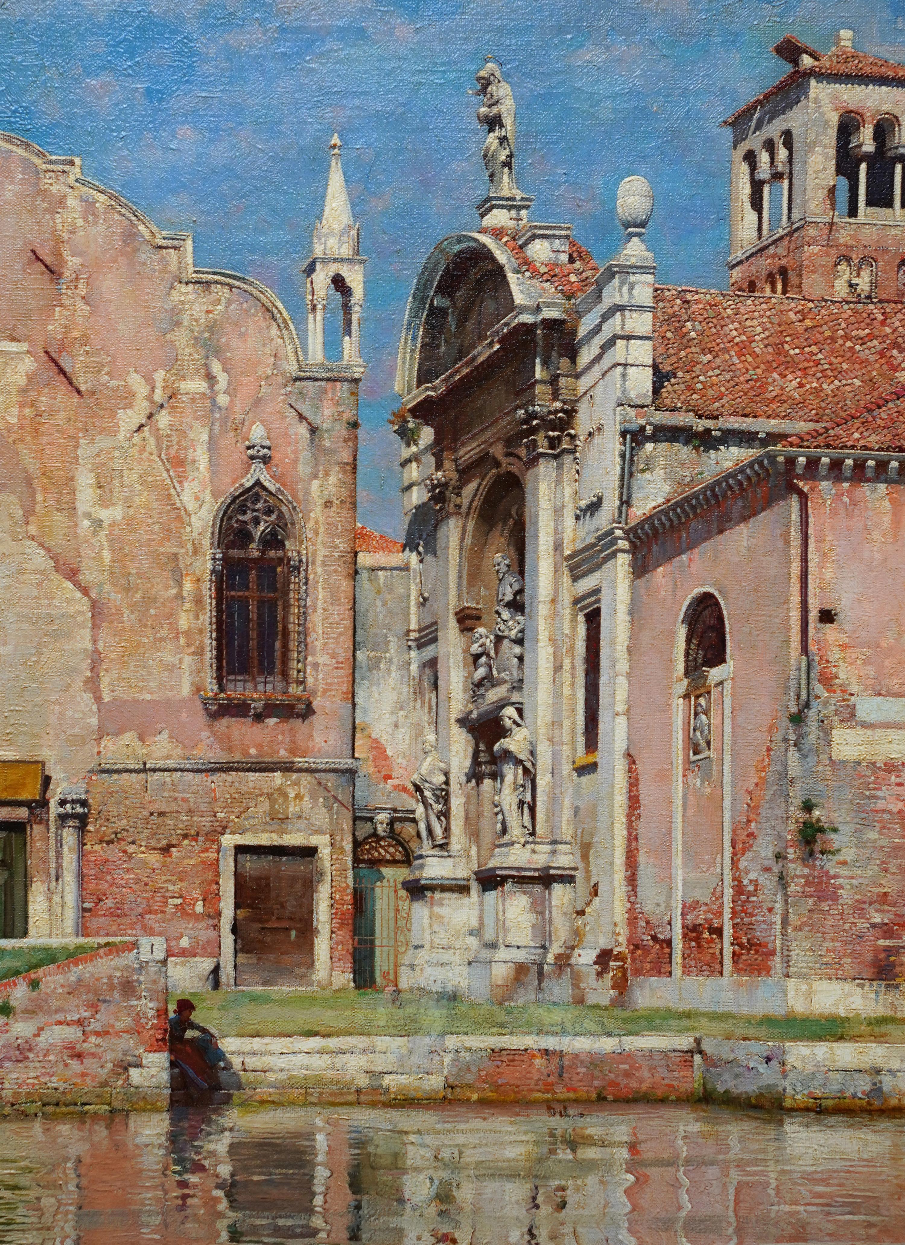 Compo de L'Abazia Venezia - Quadro ad olio veneziano di arte vittoriana britannica - Painting Realismo di William Logsdail
