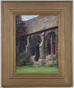 William Logsdail New College - Peinture à l'huile - Oxford Cloisters