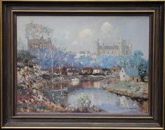 Arundel Castle and Cathedral from River Arun, Sussex - Landscape oil painting