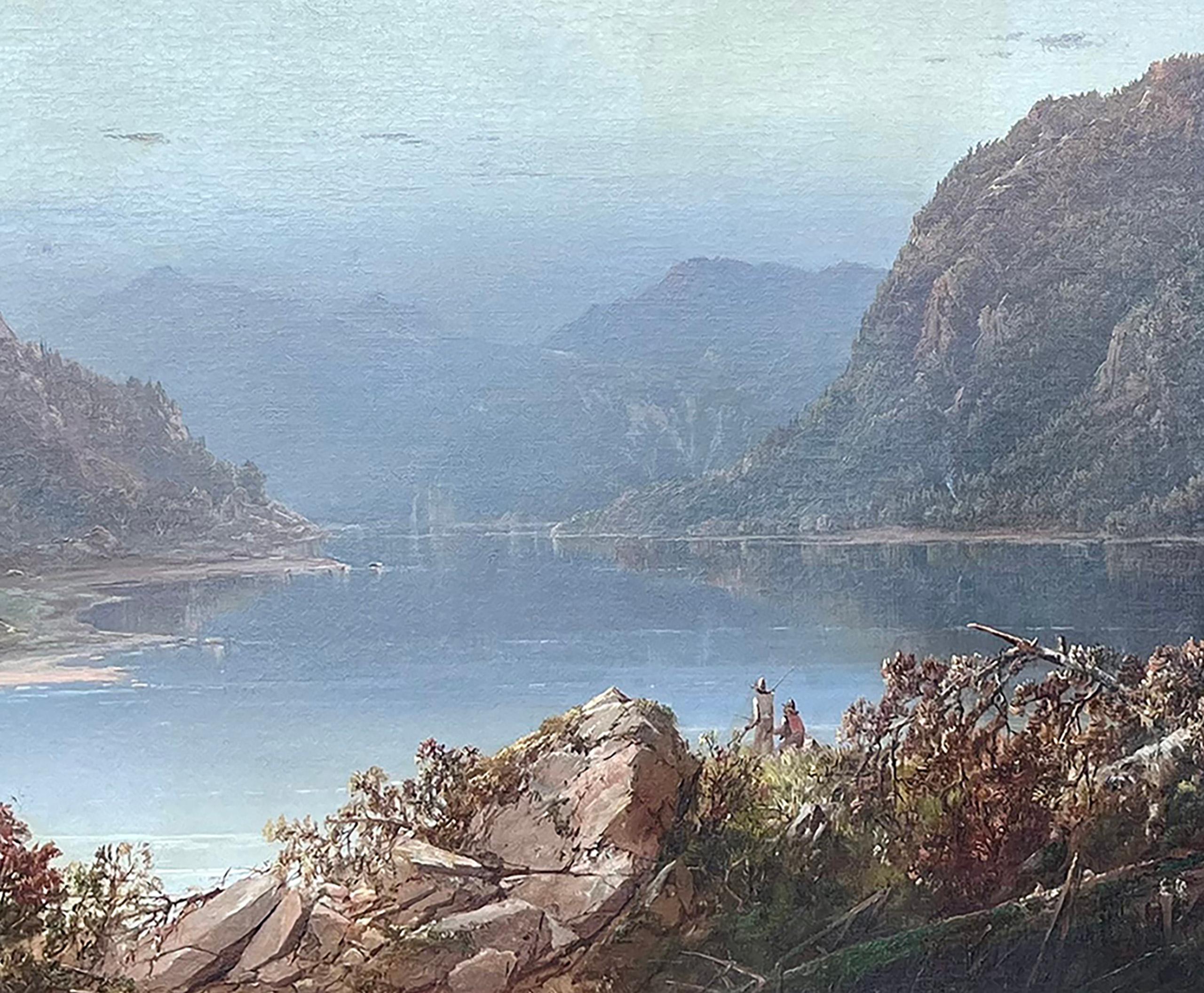 River by Hudson River School Artist William Louis Sonntag (1822-1900) - Gris Landscape Painting par William Louis Sonntag Sr.