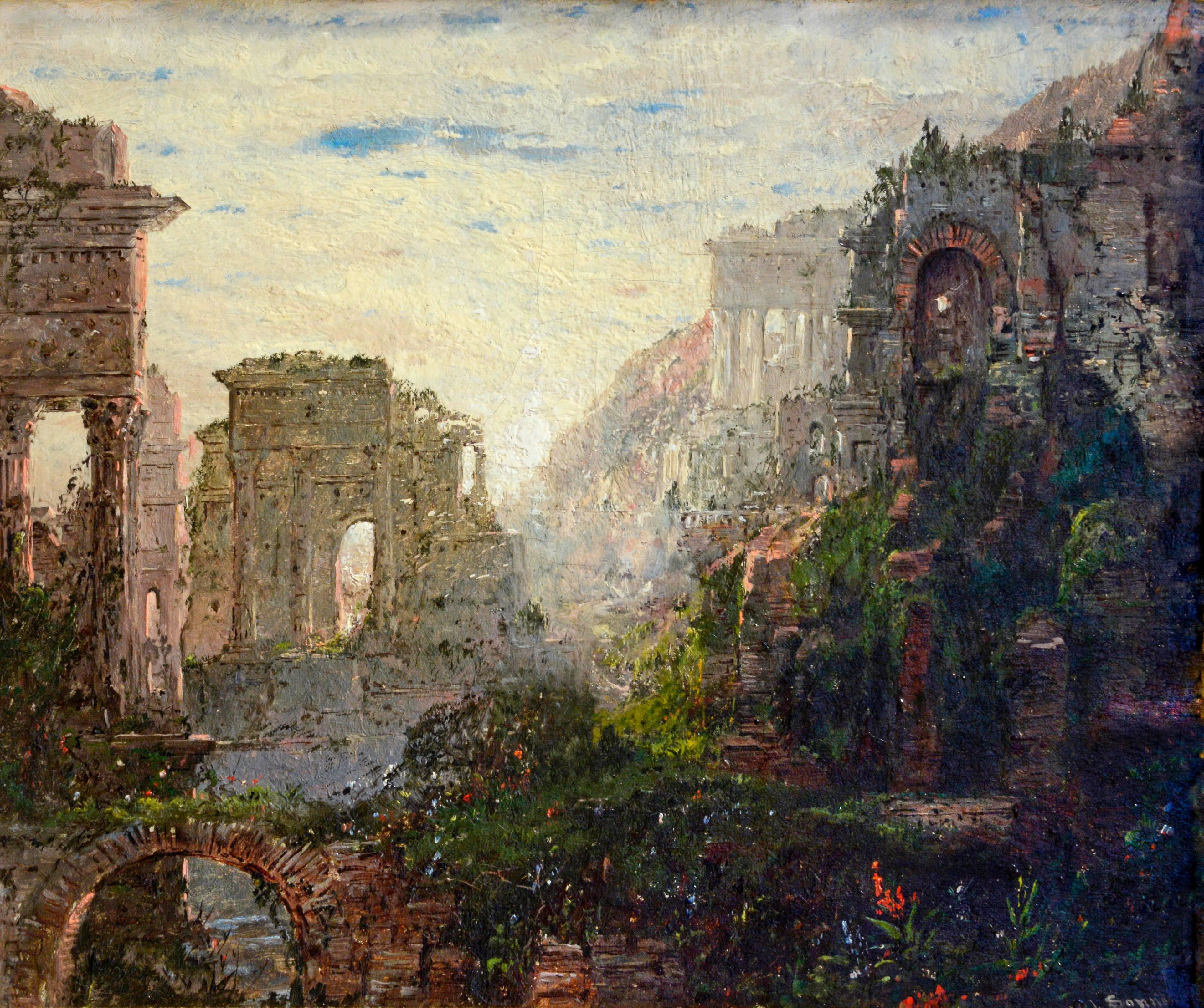 William Louis Sonntag Sr. Landscape Painting - Classical Ruins