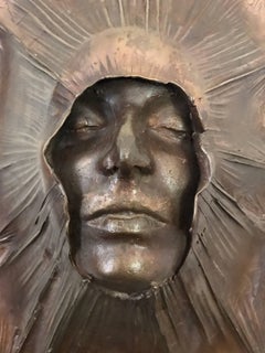 William Ludwig Signiert Poliert Patiniert Bronze Skulptur Relief Auftauchen Gesicht