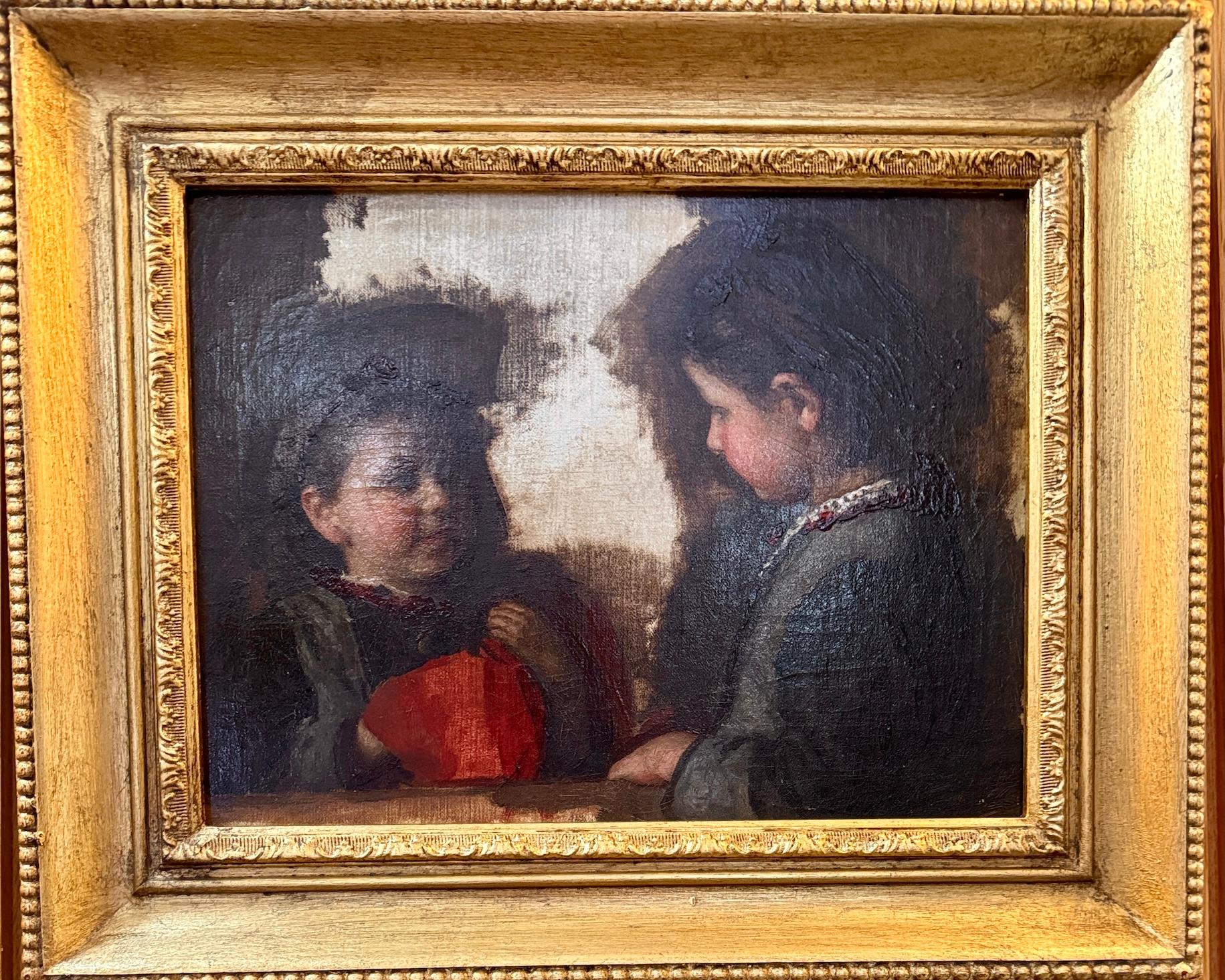 19. Jahrhundert Englisch viktorianische Skizze Porträt von zwei jungen Mädchen