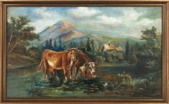 Large Scale Early 20th Century Bucolic Mt. Hood Landscape