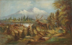 Stag and Does, Mt Hood Landscape