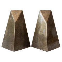 William Macowski Sculptural Brass Bookends 1970s