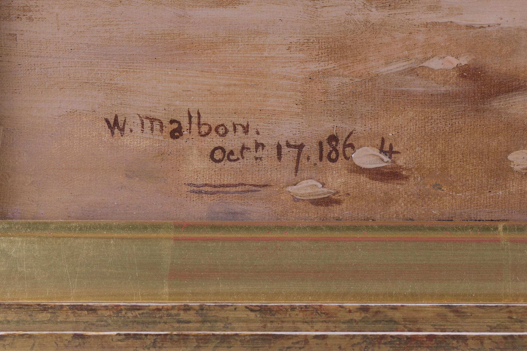A vista de pájaro Un caballo de carreras. Antigua pintura al óleo sobre lienzo de William Malbon en venta 5