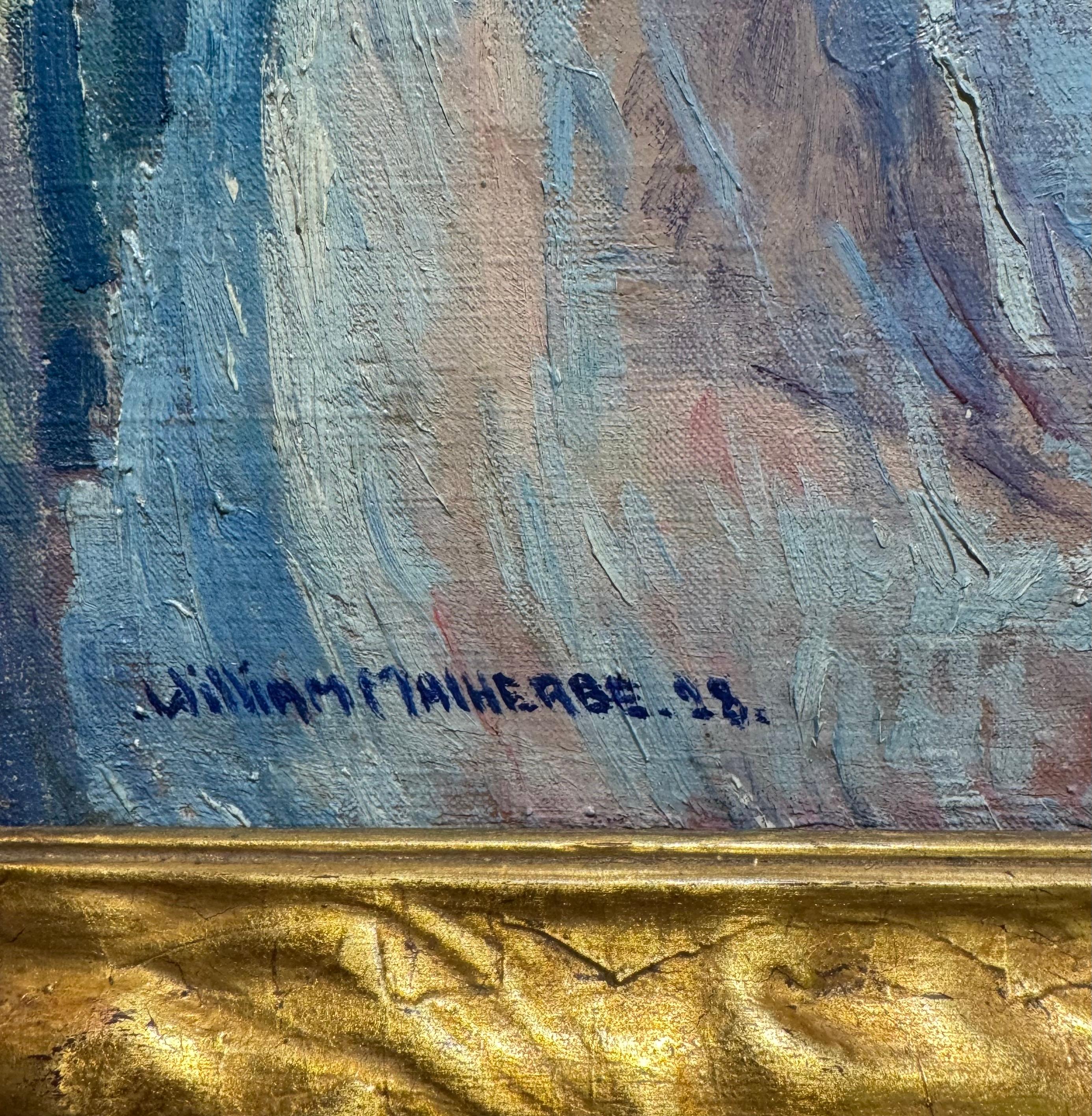 1928 Antique VERMONT Pintura Retrato Postimpresionista Francés Americano en venta 3