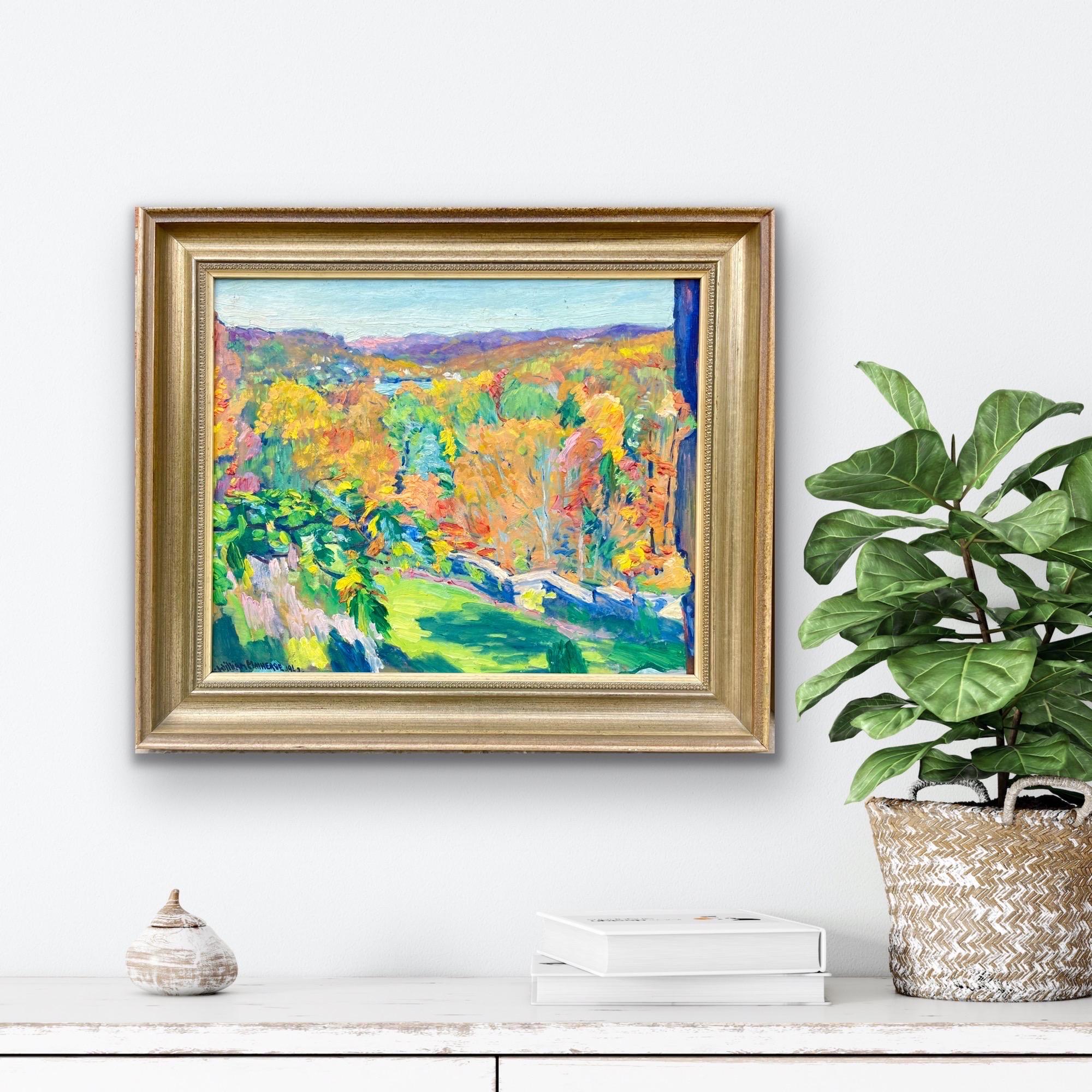 French Post Impressionist oil - Autumn Landscape - Vermont 1940 4
