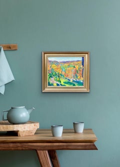 Olio francese post impressionista - Paesaggio autunnale - Vermont 1940