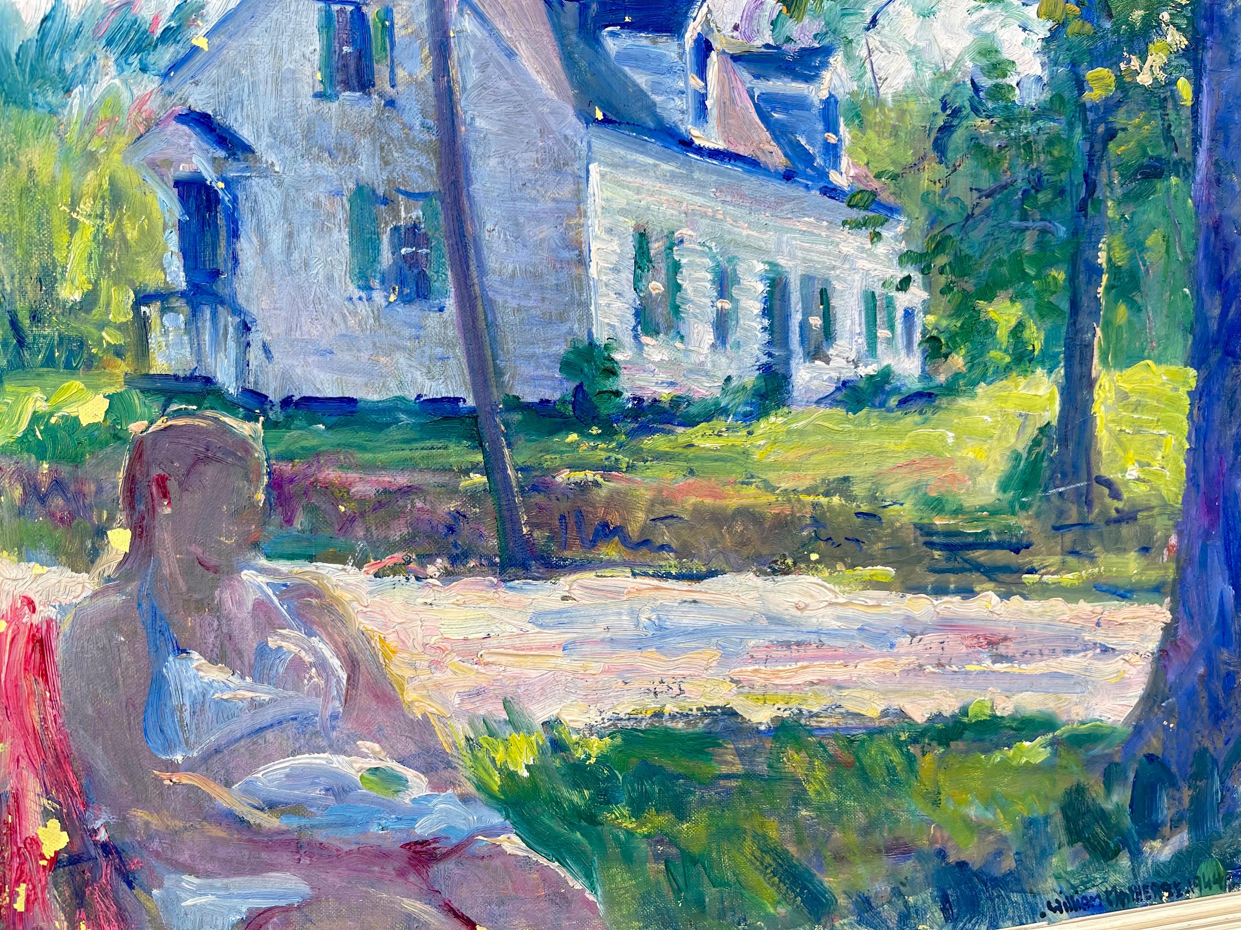 Peinture à l'huile post impressionniste franco-américaine représentant 