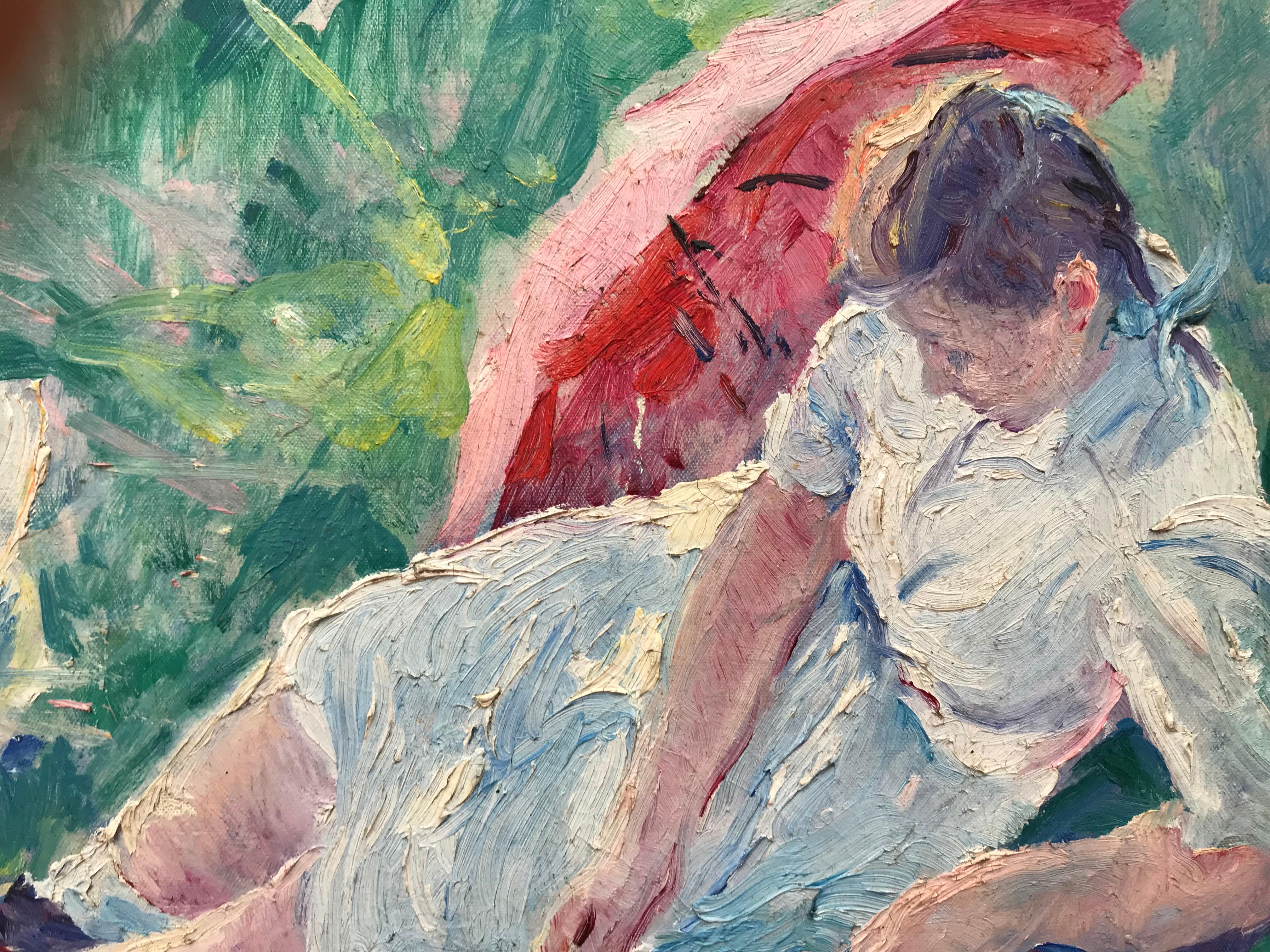 „Reclining Girl with Parasol“ im Angebot 1