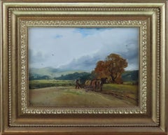 Pareja de Óleos originales sobre tabla, William Manners, R.B.A. "Caballos de trabajo".