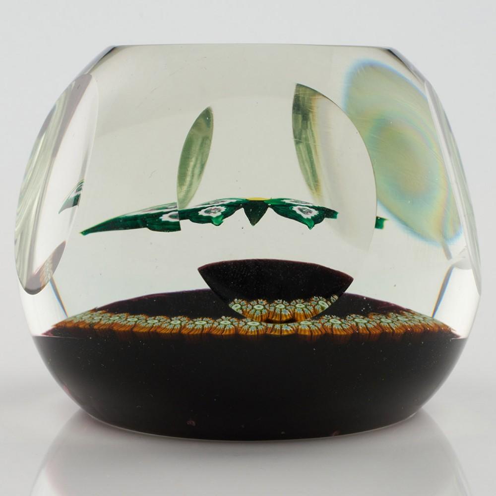 British William Manson Caithness Complex Cane Butterfly Limited Edition Paperweight 1979