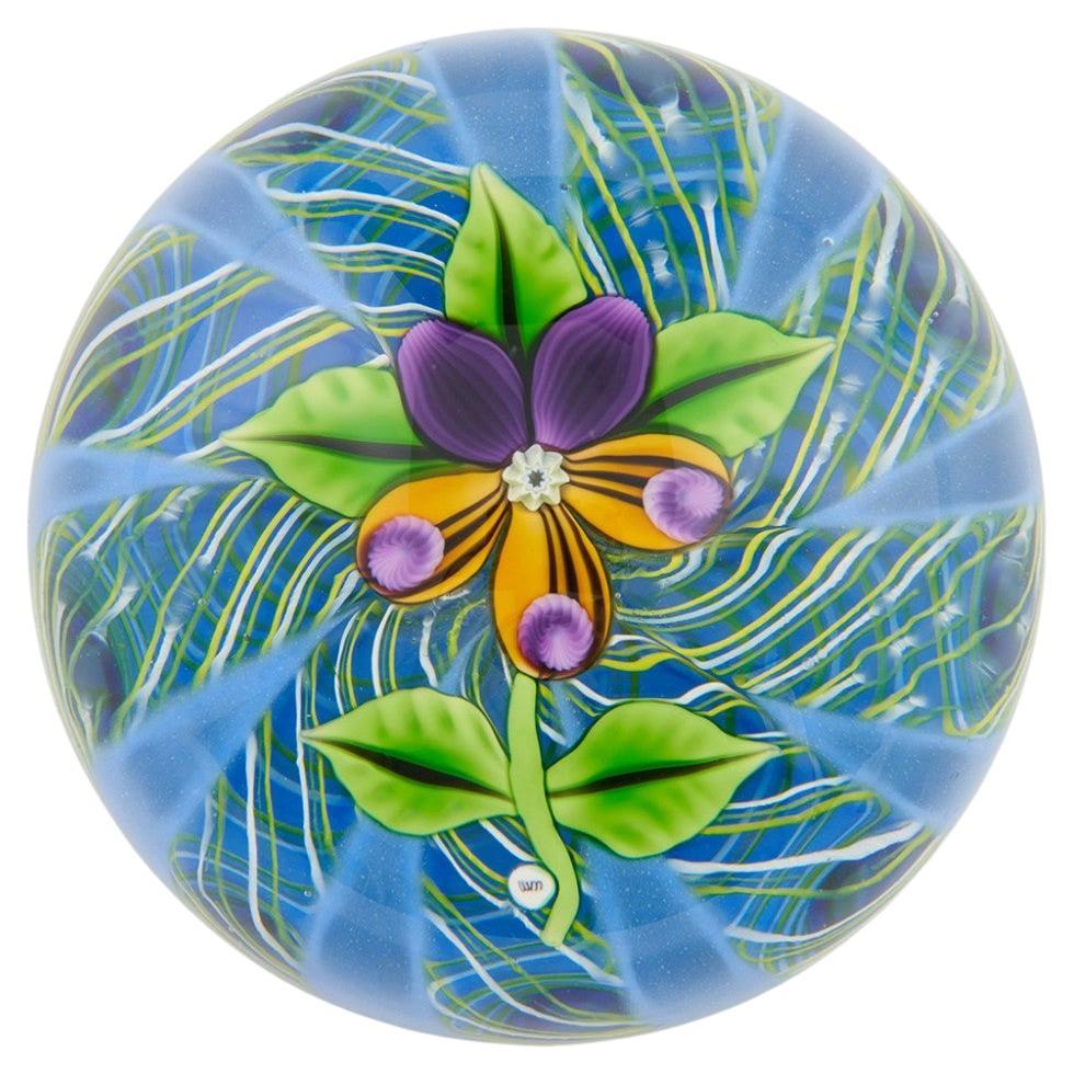 William Manson Paperweight Lampwork Pansy c1990 For Sale