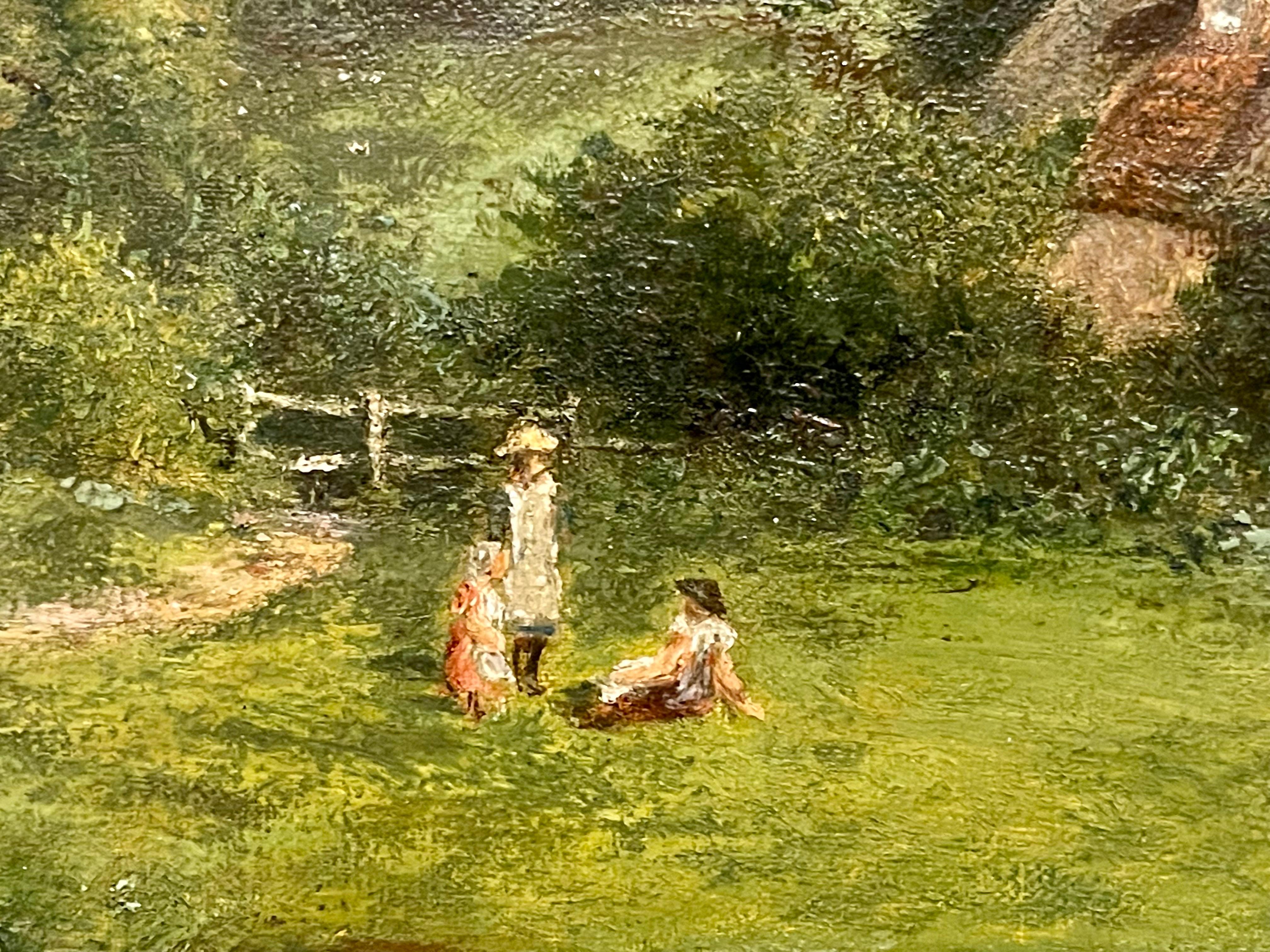 Paesaggio di campagna vittoriano ad olio del XIX secolo - Ricordi d'infanzia - Painting Romantico di William Mark Fisher