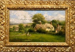 19th century Victorian oil countryside landscape - Childhood memories