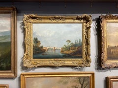 Eine Brücke über den Fluss Öl auf Leinwand Britisch Bezeichnet William Marlow