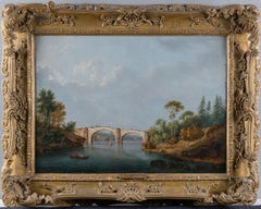 Eine Brücke über den Fluss Öl auf Leinwand Britisch Bezeichnet William Marlow