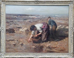 Whelk Gatherers - Scottish Edwardian Impressionist coastal seascape oil painting