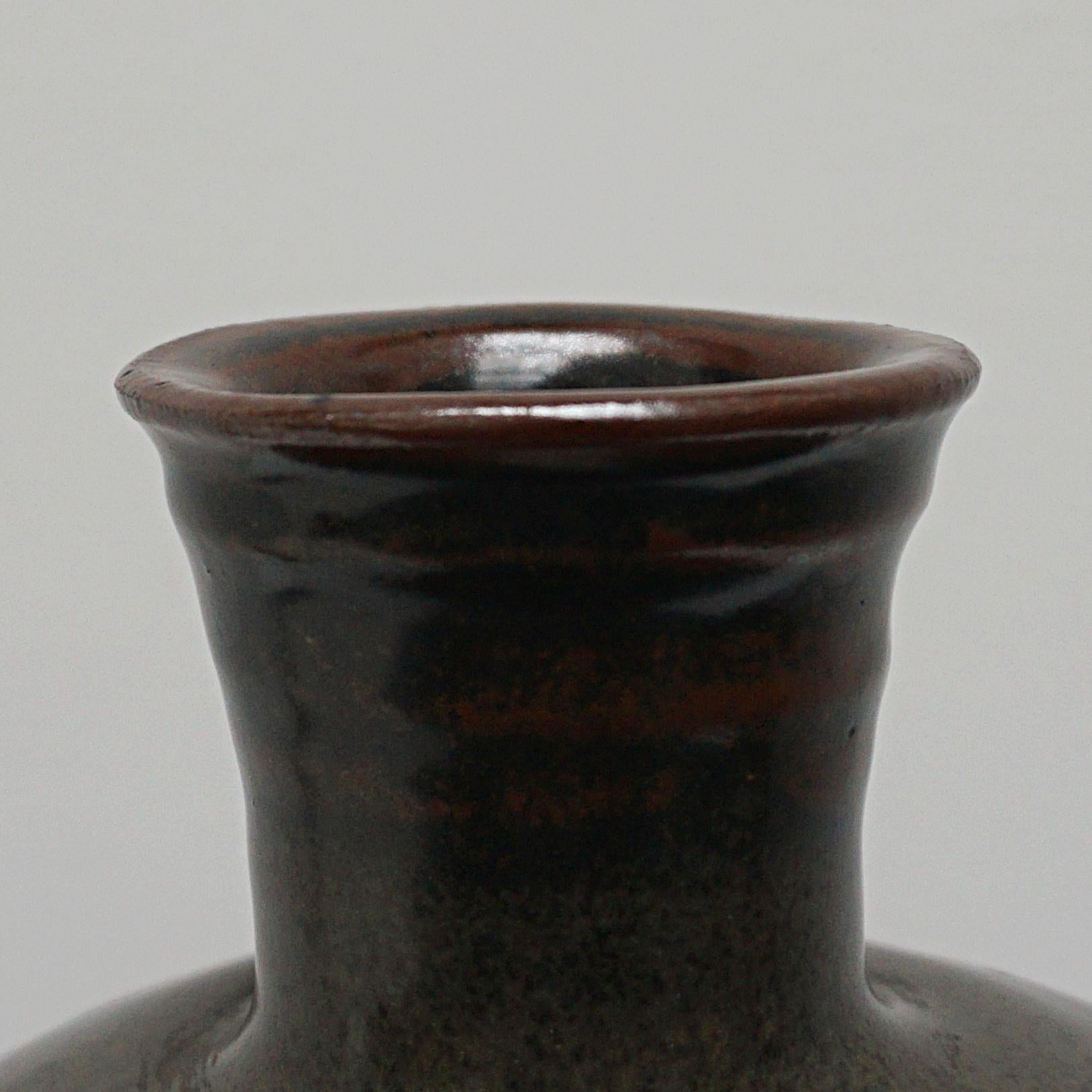 20th Century William Marshall Tenmoku Glazed Stoneware Vase Circa 1960