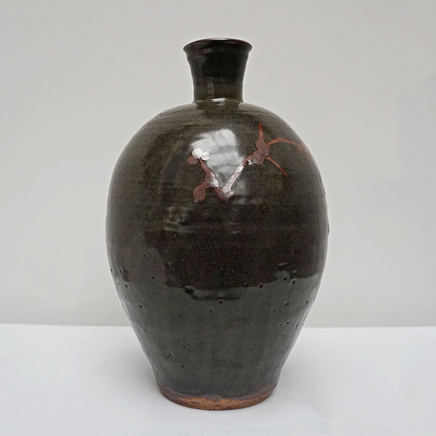 William Marshall Tenmoku Glazed Stoneware Vase Circa 1960 4