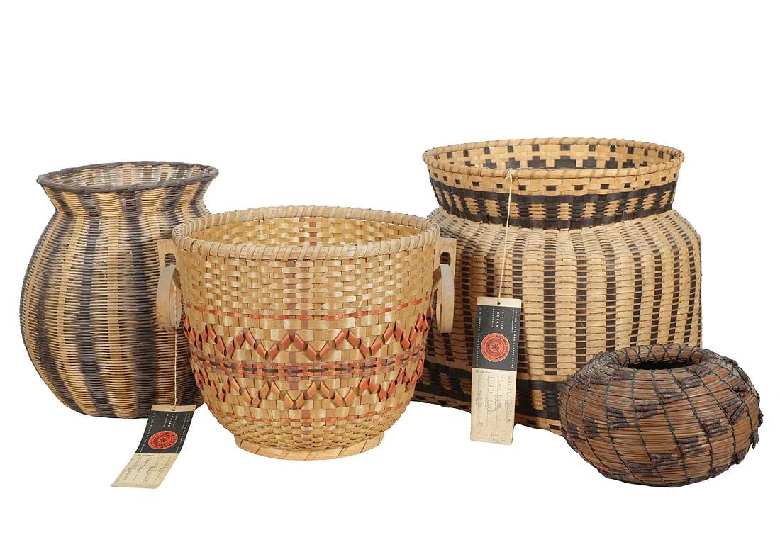 William, Martha Lossiah Native American Cherokee Basket, Hand-woven Maple For Sale 5