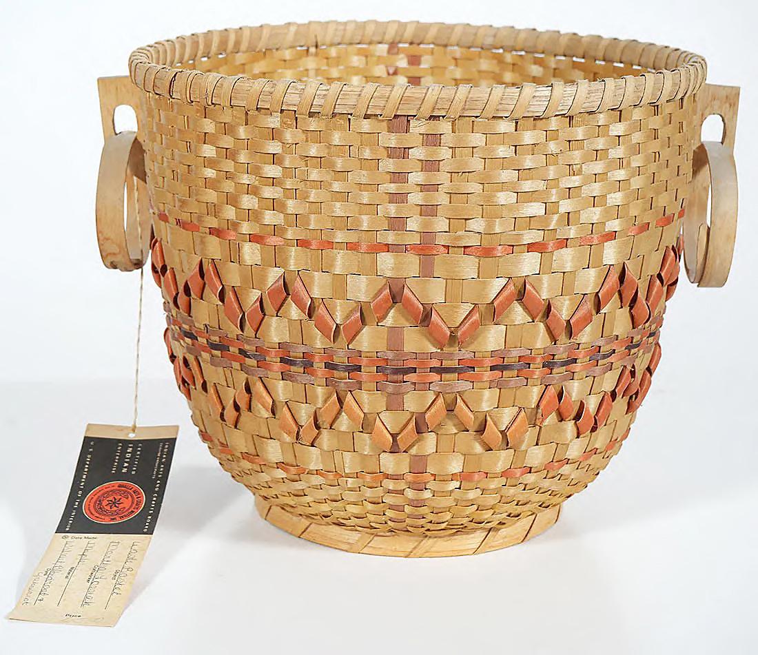 William, Martha Lossiah Native American Cherokee Basket, Hand-woven Maple In Good Condition For Sale In Miami, FL