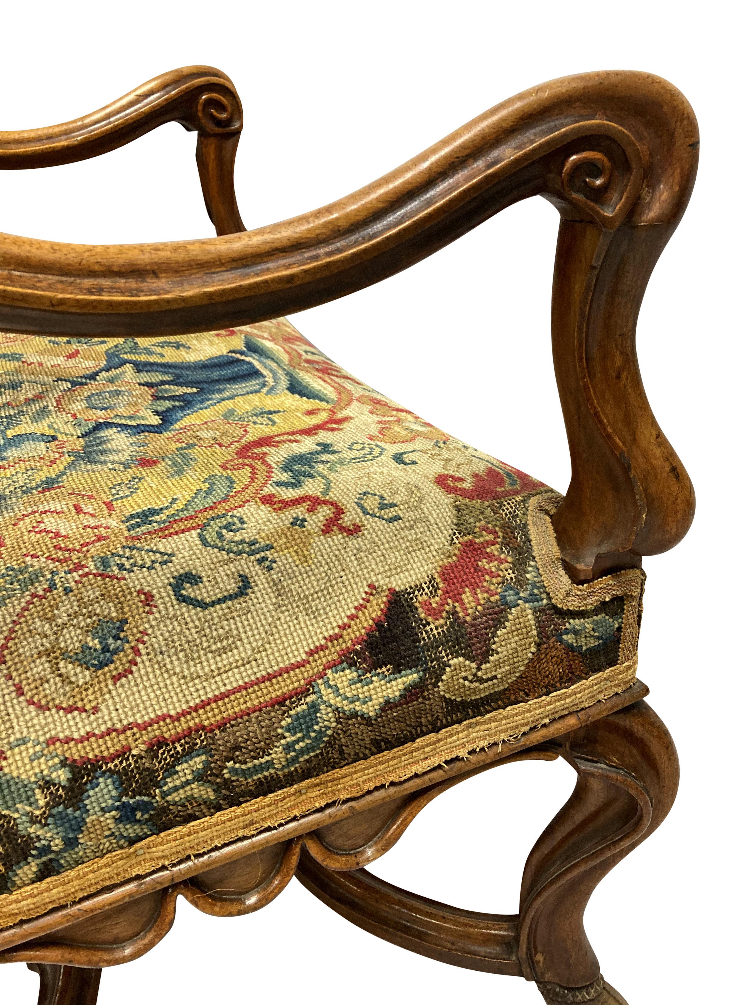 William & Mary Armchair Covered in a Fine Needlepoint Tapestry 4