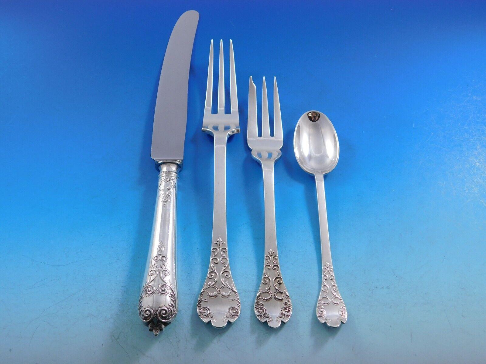 William & Mary by CJ Vander Sterling Silver Flatware Service 8 Set 57 pcs Dinner In Excellent Condition For Sale In Big Bend, WI