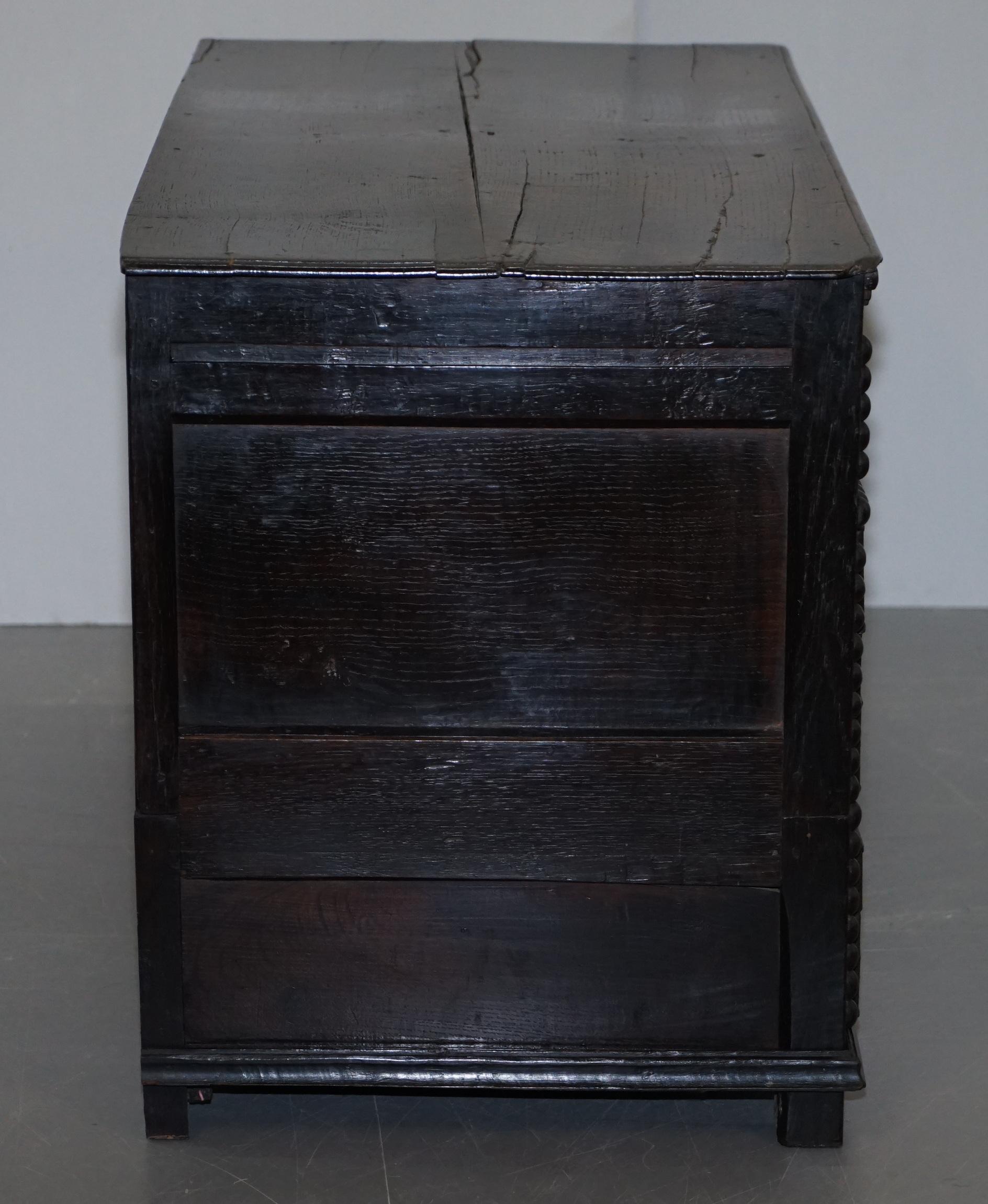 William & Mary circa 1680 English Oak Antique Chest of Drawers Lovley Patination 5