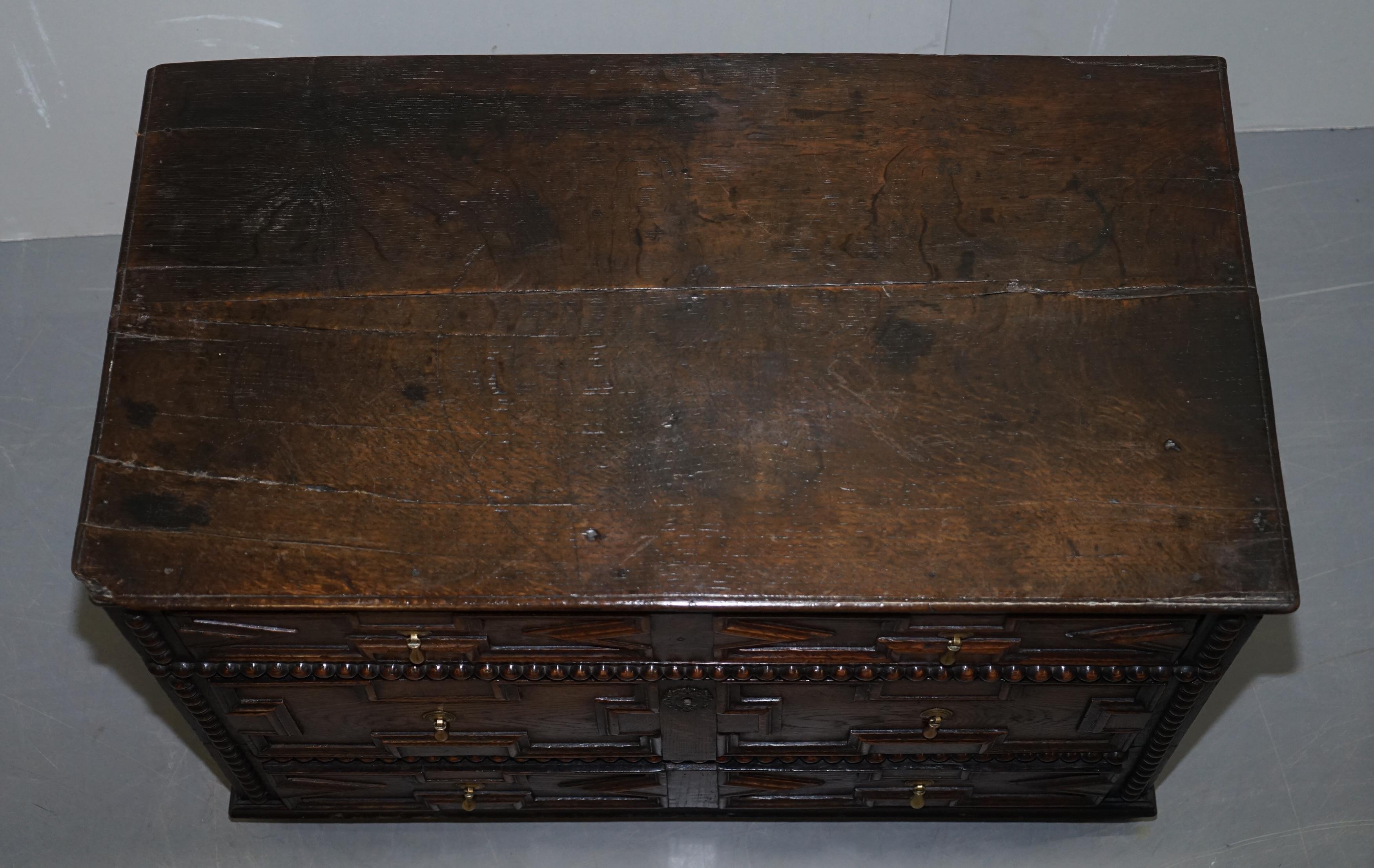 William and Mary William & Mary circa 1680 English Oak Antique Chest of Drawers Lovley Patination