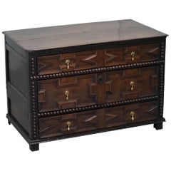 William & Mary circa 1680 English Oak Antique Chest of Drawers Lovley Patination