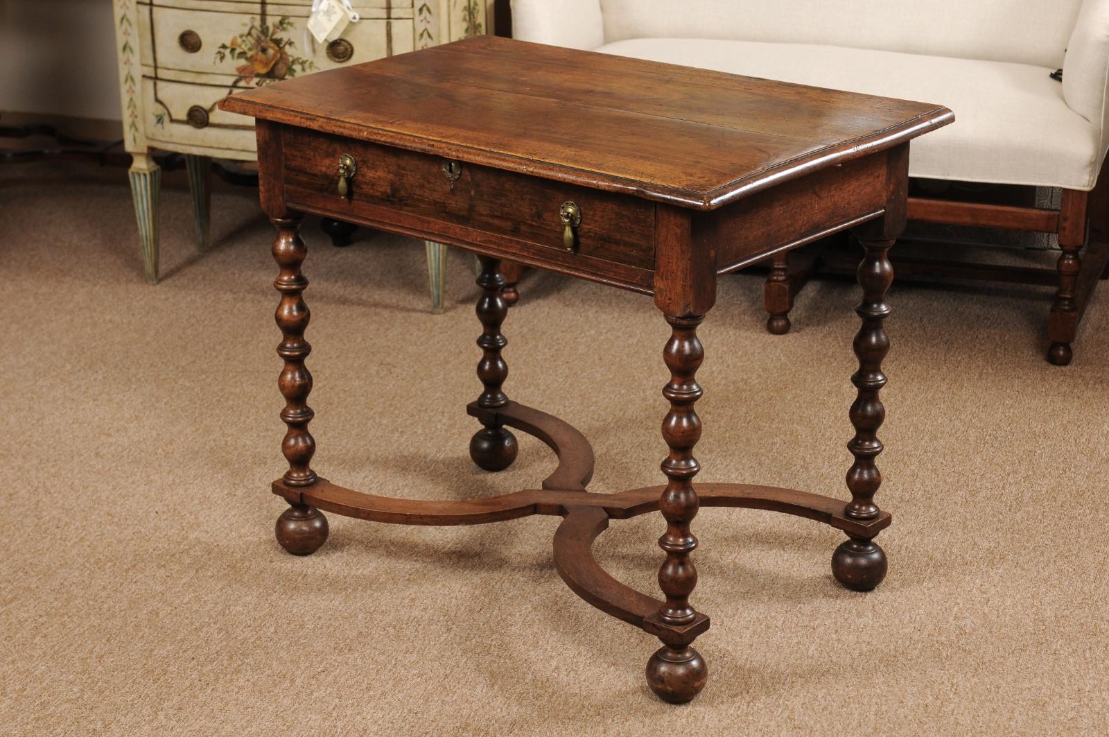 William & Mary English Bobbin Turned Walnut Side Table, Early 18th Century 4