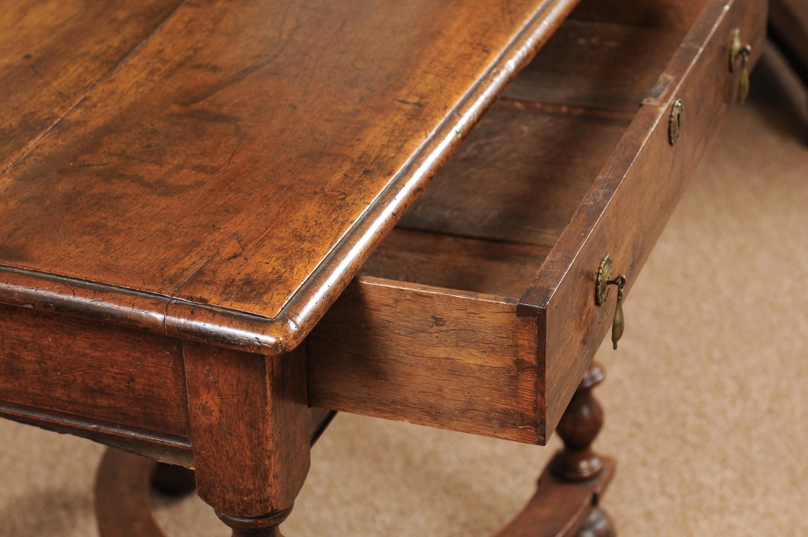 William & Mary English Bobbin Turned Walnut Side Table, Early 18th Century 1