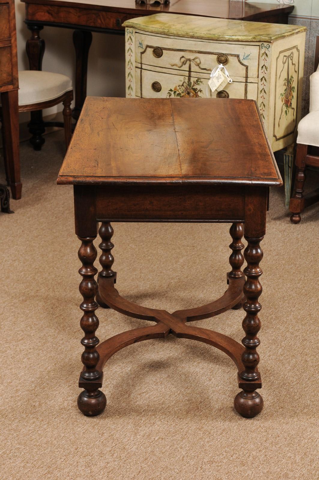William & Mary English Bobbin Turned Walnut Side Table, Early 18th Century 2