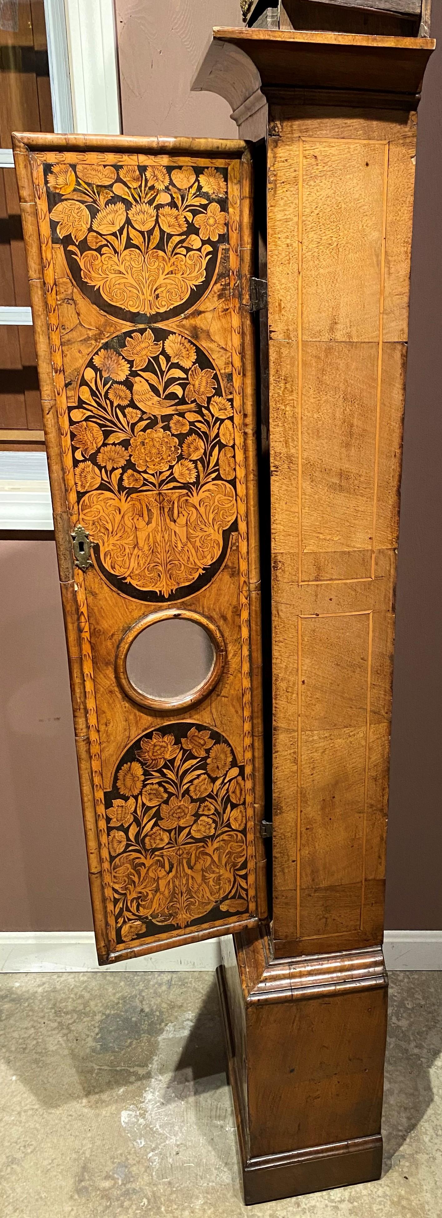 William & Mary Floral Marquetry 8-Day Longcase Clock by LeCount 'LeCompte' For Sale 4