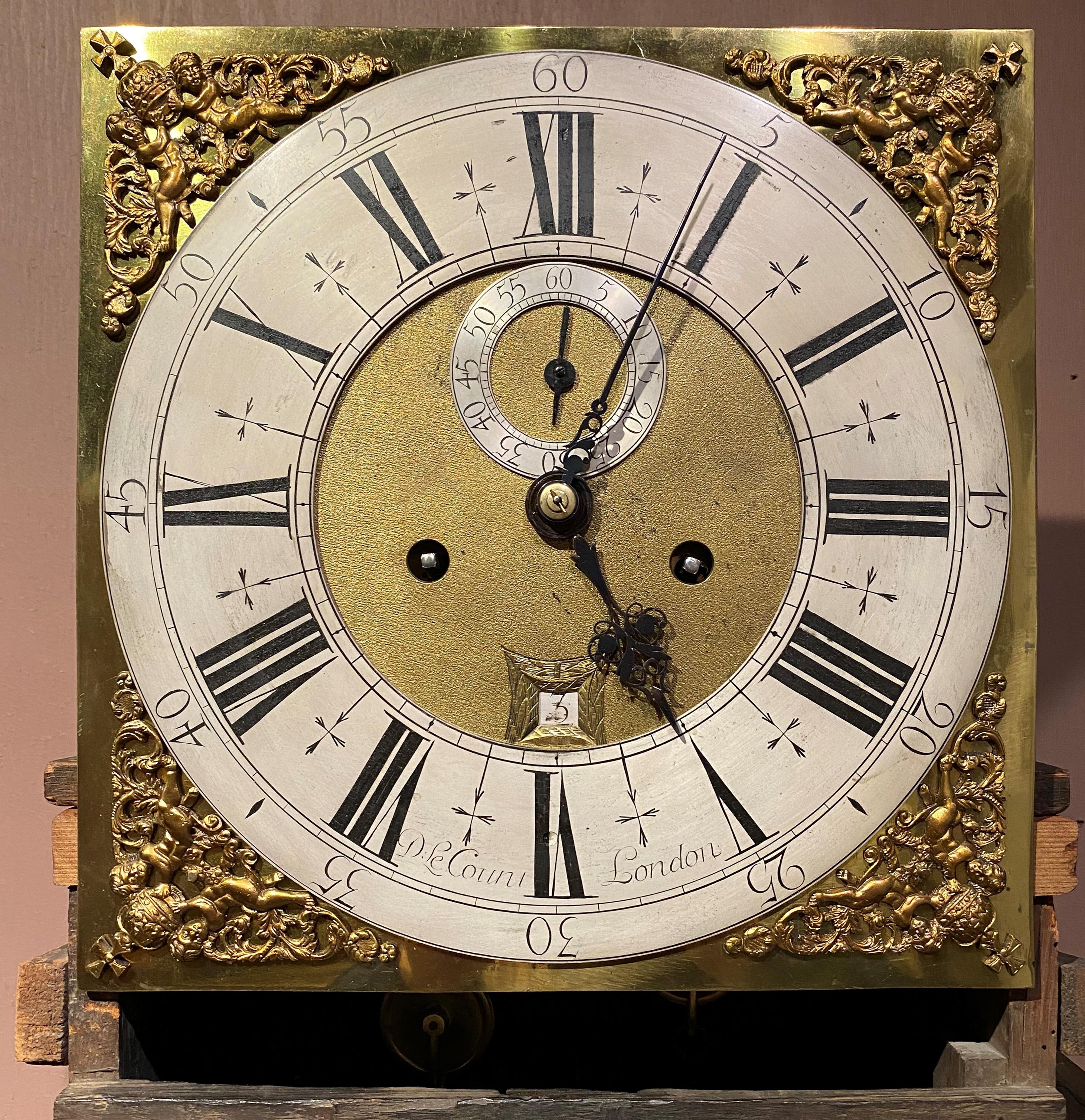 William & Mary Floral Marquetry 8-Day Longcase Clock by LeCount 'LeCompte' In Good Condition For Sale In Milford, NH
