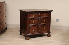 William & Mary Jacobean 3 drawer Small Chest Bun Feet solid Walnut