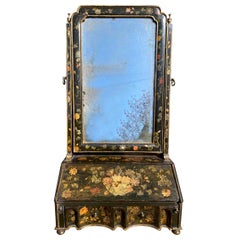 William & Mary Japanned Painted Dressing Table Mirror