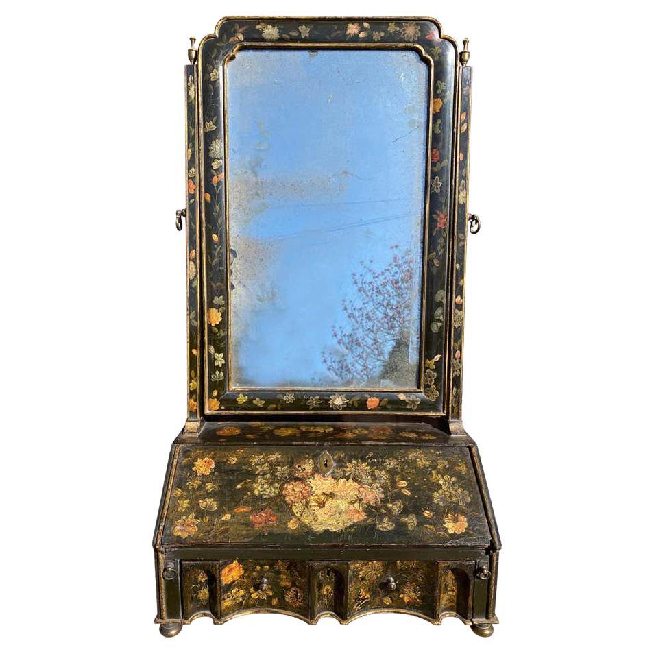 William & Mary Japanned Painted Dressing Table Mirror For Sale