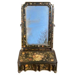 William & Mary Japanned Painted Dressing Table Mirror