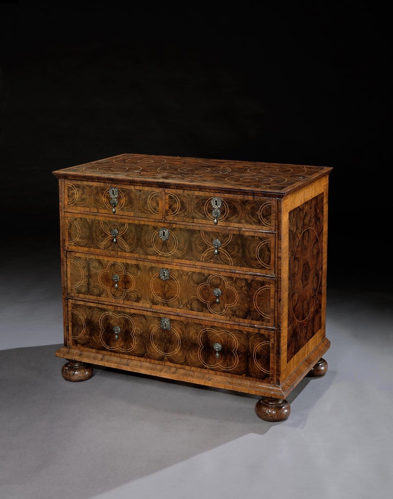 William and Mary Olivewood Chest of Drawers For Sale at 1stDibs