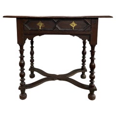 Antique William & Mary One Drawer Oak Dressing Table, circa 1700-1750