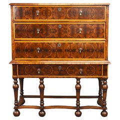 William & Mary Oyster Veneer Chest on Stand