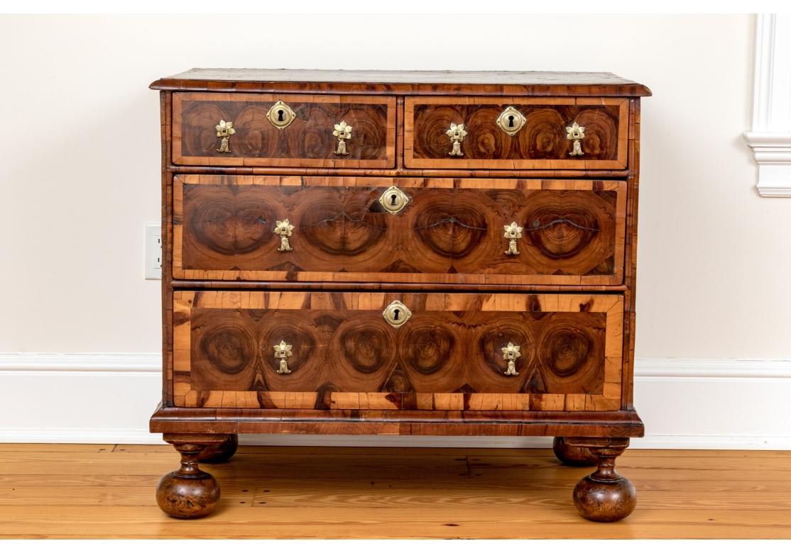 William and Mary walnut chest having